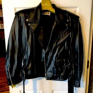 Women’s black motorcycle jacket